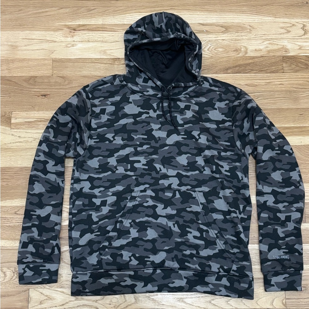 Spalding Men's Camouflage Hoodie - Black and Gray size Medium